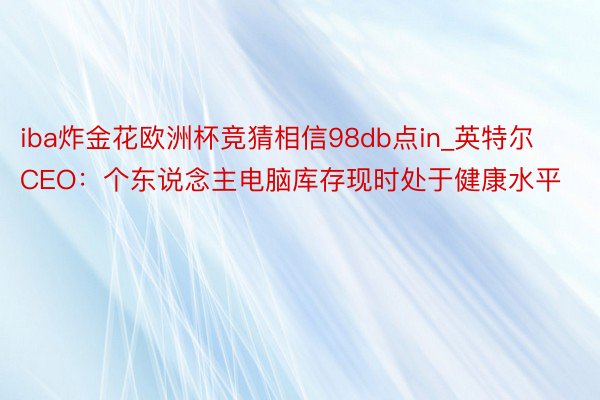 iba炸金花欧洲杯竞猜相信98db点in_英特尔CEO：个东说念主电脑库存现时处于健康水平