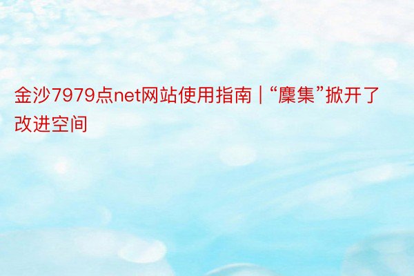 金沙7979点net网站使用指南 | “麇集”掀开了改进空间