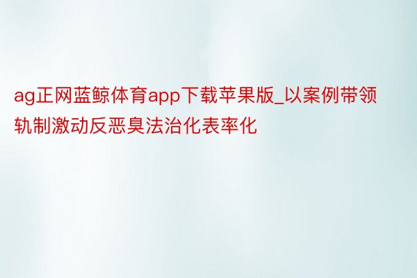 ag正网蓝鲸体育app下载苹果版_以案例带领轨制激动反恶臭法治化表率化