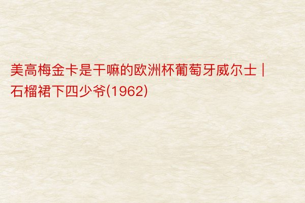 美高梅金卡是干嘛的欧洲杯葡萄牙威尔士 | 石榴裙下四少爷(1962)