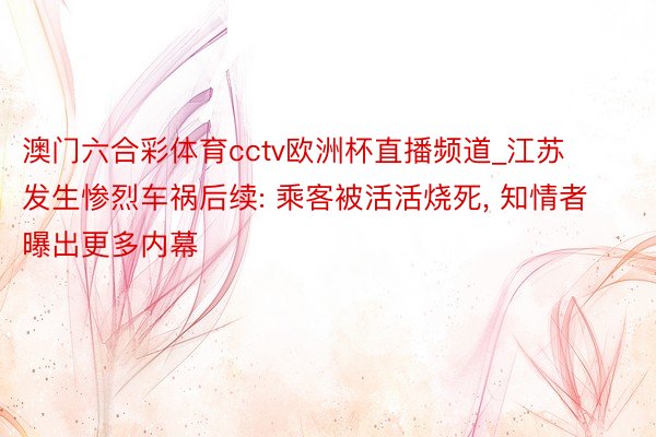 澳门六合彩体育cctv欧洲杯直播频道_江苏发生惨烈车祸后续: 乘客被活活烧死, 知情者曝出更多内幕