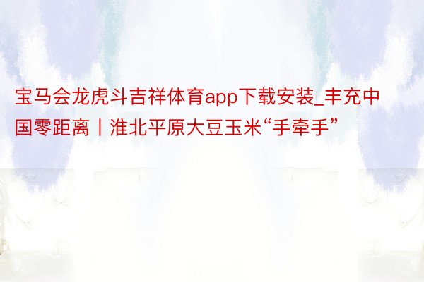 宝马会龙虎斗吉祥体育app下载安装_丰充中国零距离丨淮北平原大豆玉米“手牵手”